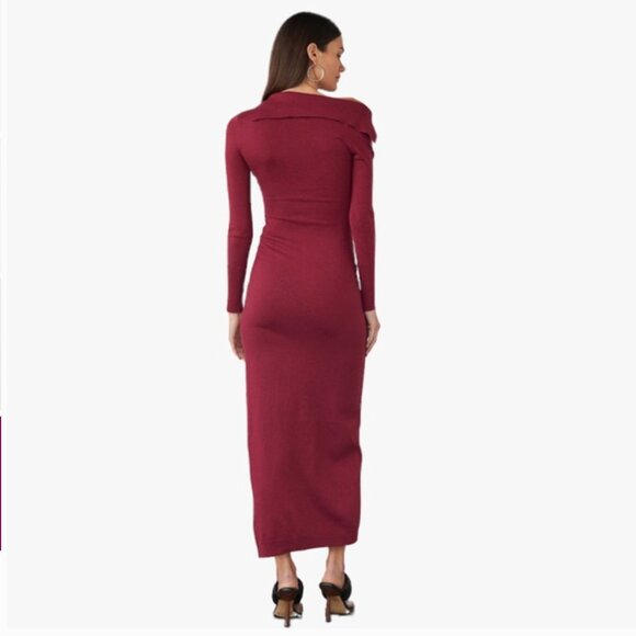 Atoir Revolve The Percy Dress in Berry Red Burgundy One Shoulder Maxi Dress  NWT - Picture 3 of 9